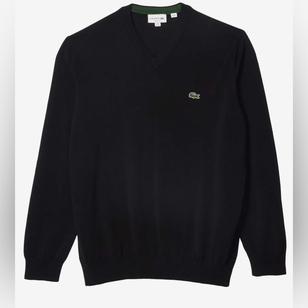 Lacoste Men's Classic Black V-Neck Sweater